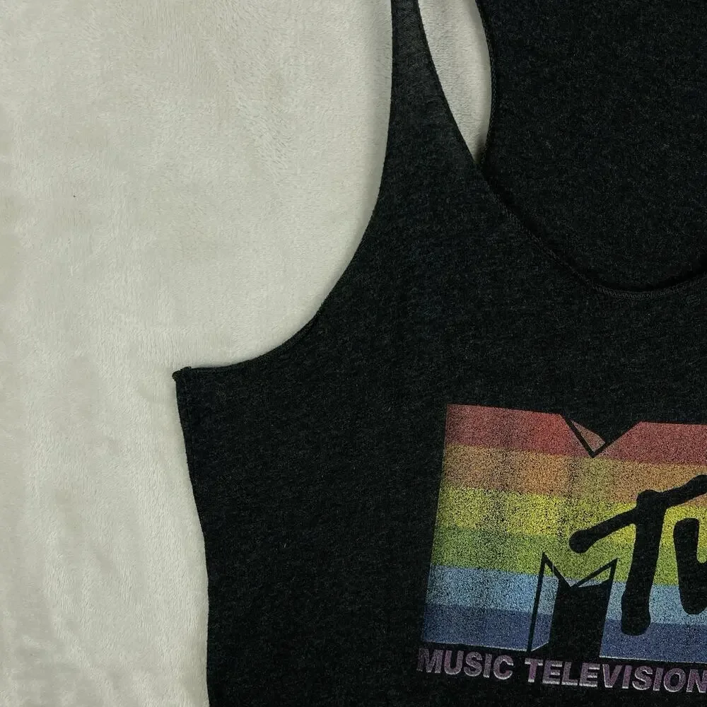 Vintage Retro MTV Music Television Gay Pride Charcoal Tank Top Adult Size M - Picture 4 of 8